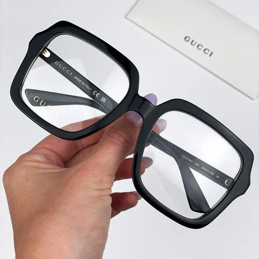 Gucci GG1318O 001 BRAND NEW Eyeglasses Black Square Women